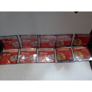 10 Pieces CD-RW CDRW ReWritable Blank Disc 700MB / 80 Min Slim Jewel Cases NEW